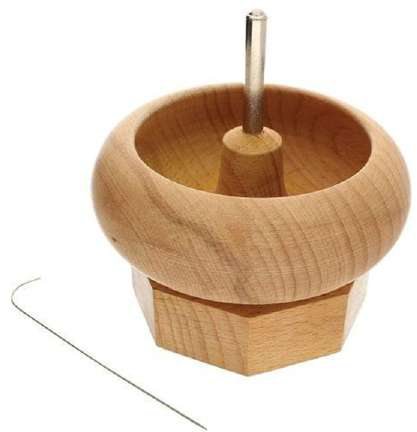 Wooden Bead Spinner With Hexagonal Base