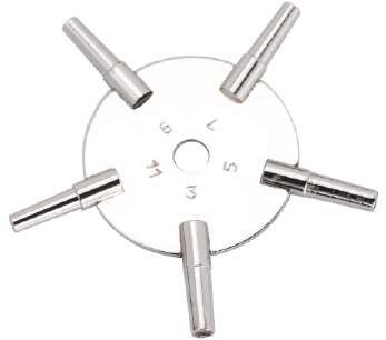 Nickelled Pocket Watch Key 5 Prong