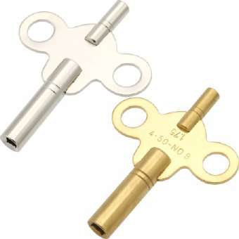 Clock Key Double Ended Brass / Nickelled