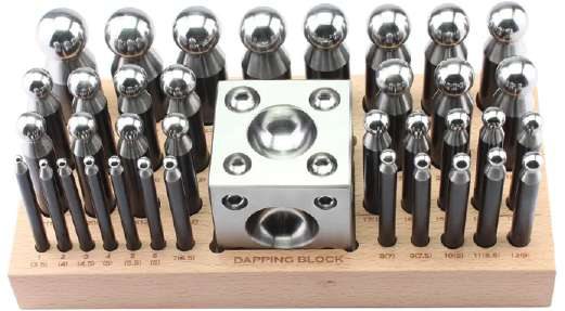 Dapping Punch Set of 36 + 2.5" X 2.5" Block +