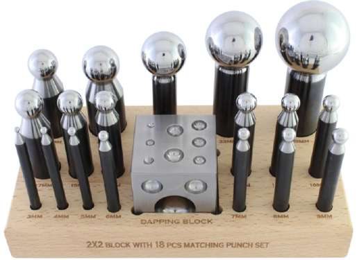 Dapping Punch 18 Pc with Matching 2" Block Set