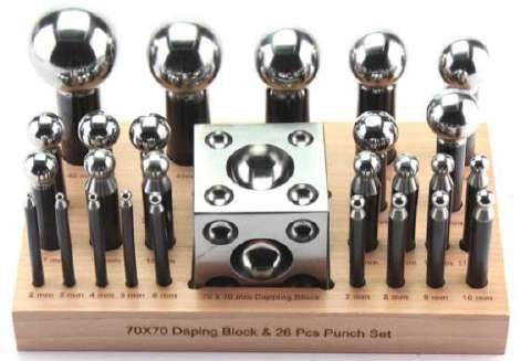Dapping Punch 26 Pc With Matching 2-3/4" Block Set