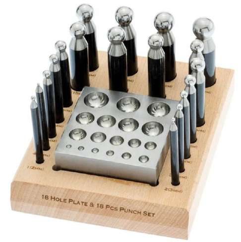 Dapping Punch 18 Pc with 18 Cavity Block Set