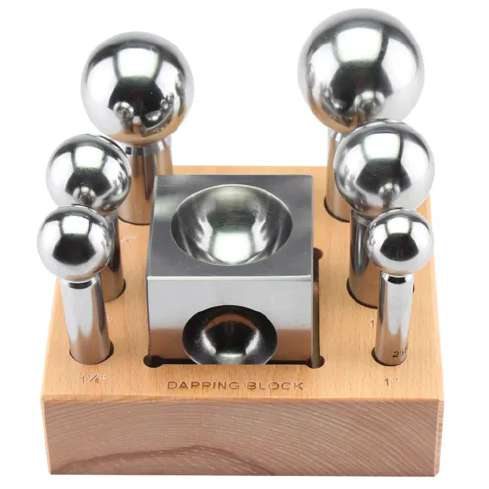 Dapping Punch Set of 6 with Matching 2.5" X 2.5" Block