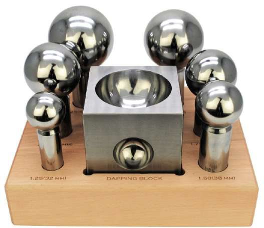 Dapping Punch Set of 6 with Matching 3" X 3" Block Set Large