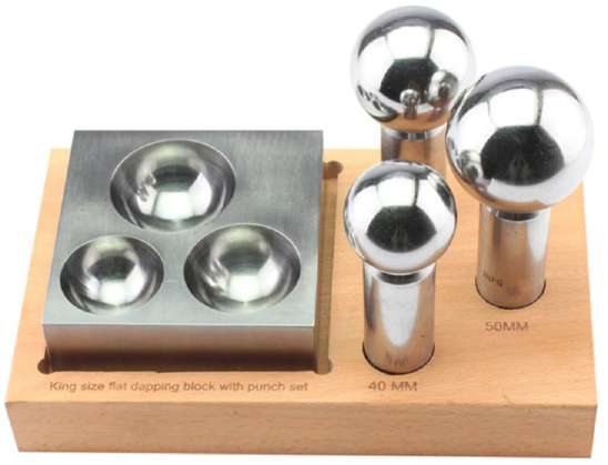 Dapping Punch 3 Pc with Matching 3 Cavity Block Set
