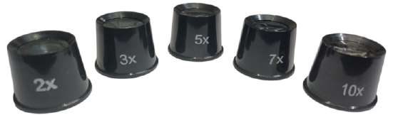 Eye Glass Plastic Set of 5 2 X , 3 X , 5 X , 7 X & 10 X