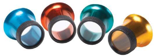 Aluminium Eye Glass Colour Set of 4 Blue (2.5 X) , Red (5 X) , Green (7 X) & Yellow (10 X)