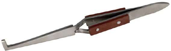 Tweezer Cross Lock with Fibre Grip 90 Degree Tip 165 mm Long