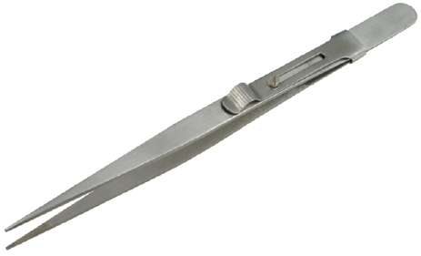 Diamond Tweezer with Side Locking Serrated Tips 165 mm Long