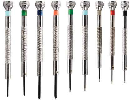 Screw Driver Set of 9 5 Flat Blade Screw Driver : 1 , 1.20 , 1.40 , 1.60 & 2 mm